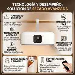 Secador de Ropa Portátil con Luz Uv Elimina Olores🔥🔥